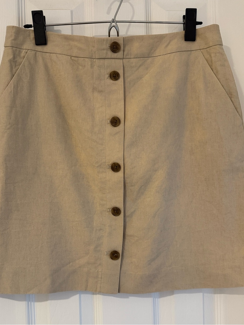 J.Crew Factory Linen-Blend Button A-Line Skirt, 8